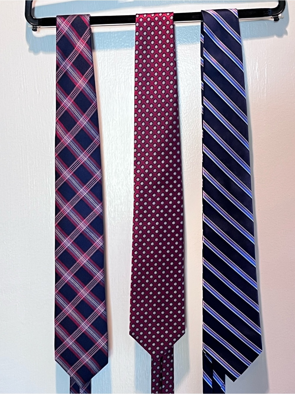 Men's Burgundy and Navy Dress Tie Set - Classic Patterns